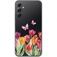 Чохол для Samsung Galaxy A54 (A546) Mixcase квіти тюльпани з двома метеликами