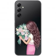 Чохол для Samsung Galaxy A24 (A245) Mixcase зі стразами дівчина з квітами