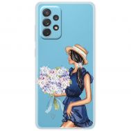 Чохол для Samsung Galaxy A72 MixCase стрази дівчина з квітами