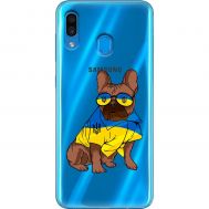 Чохол для Samsung Galaxy A20 / 30 MixCase патріотичні мопс в жовто-синіх кол