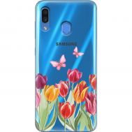Чохол для Samsung Galaxy A20 / 30 Mixcase квіти тюльпани з двома метеликами