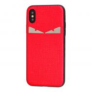 Чохол Fendi для iPhone X / Xs текстиль червоний