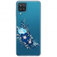 Чохол для Samsung Galaxy A12 / M12 MixCase стрази синя квітка