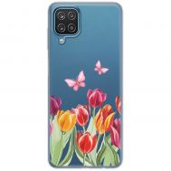 Чохол для Samsung Galaxy A12 / M12 Mixcase квіти тюльпани з двома метеликами