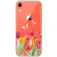 Чохол для iPhone Xr Mixcase тюльпани квіти з двома метеликами