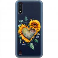 Чохол для Samsung Galaxy A01 (A015) MixCase осінь соняшник з серцем