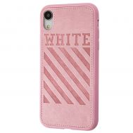 Чохол для iPhone Xr off-white leather рожевий