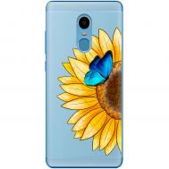 Чохол для Xiaomi Redmi Note 4 / 4x Mixcase квіти соняшник з блакитним метеликом