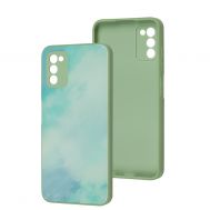 Чохол для Samsung Galaxy A03s (A037) Marble Clouds turquoise