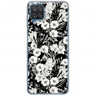 Чохол для Samsung Galaxy A12 / M12 MixCase квіти чорно-білі