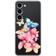 Чохол для Samsung Galaxy S23 (S911) Mixcase зі стразами метелики з квітами