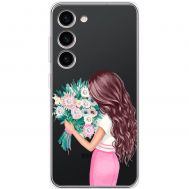Чохол для Samsung Galaxy S23 (S911) Mixcase зі стразами дівчина з квітами