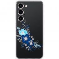 Чохол для Samsung Galaxy S23 (S911) Mixcase зі стразами сині квіти