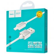 Кабель USB Hoco U49 Refined Steel lightning 2.4A (1.2 m) білий