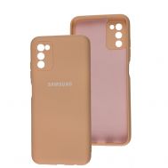 Чохол для Samsung Galaxy A03s (A037) Full camera рожевий / cappuccino