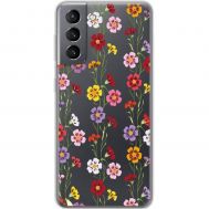 Чохол для Samsung Galaxy S21 (G991) Mixcase квіти патерн квіткових ліан