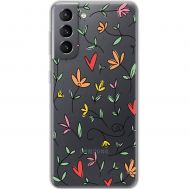 Чохол для Samsung Galaxy S21 (G991) Mixcase квіти квіточки - листочки