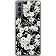 Чохол для Samsung Galaxy S21 (G991) MixCase квіти чорно-білі