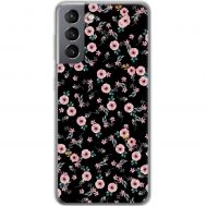 Чохол для Samsung Galaxy S21 (G991) MixCase квіти на чорному