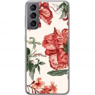 Чохол для Samsung Galaxy S21 (G991) MixCase квіти червоні на білому