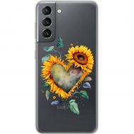 Чохол для Samsung Galaxy S21 (G991) MixCase осінь соняшник з серцем