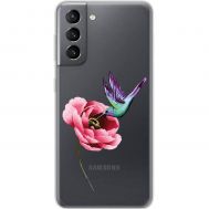Чохол для Samsung Galaxy S21 (G991) Mixcase квіти колібрі в півоні