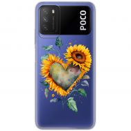 Чохол для Xiaomi Poco M3 MixCase осінь соняшник з серцем
