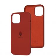 Чохол для iPhone 12 Pro Max Silicone Full Тризуб темно-червоний