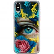 Чохол для iPhone X / Xs MixCase патріотичні Синє жіноче око