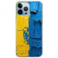 Чохол для iPhone 14 Pro Max MixCase патріотичні жовто-блакитна фарба