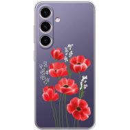 Чохол для Samsung Galaxy S24 Mixcase квіти маки в польових травах