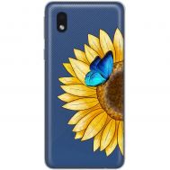 Чохол для Samsung Galaxy A01 Core (A013) Mixcase квіти соняшник з блакитним метеликом