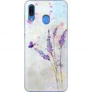 Чохол для Samsung Galaxy A20 / A30 Mixcase квіти акварельна лаванда з метеликом