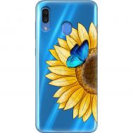 Чохол для Samsung Galaxy A20 / A30 Mixcase квіти соняшник з блакитним метеликом