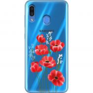 Чохол для Samsung Galaxy A20 / A30 Mixcase квіти маки в польових травах