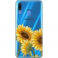 Чохол для Samsung Galaxy A20 / A30 Mixcase квіти три соняшники