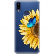 Чохол для Samsung Galaxy A10s (A107) Mixcase квіти соняшник з блакитним метеликом