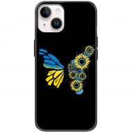 Чохол для iPhone 14 MixCase патріотичні жовто-синій метелик