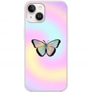 Чохол для iPhone 13 mini MixCase метелики райдужний