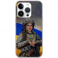 Чохол для iPhone 15 Pro MixCase патріотичні дівчина воїн
