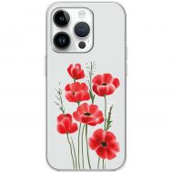 Чохол для iPhone 15 Pro Mixcase квіти маки в польових травах