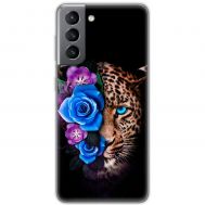 Чохол для Samsung Galaxy S21 FE (G990) MixCase Леопард у квітах