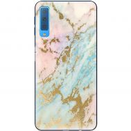 Чохол для Samsung Galaxy A7 2018 (A750) MixCase мармур рожево-бірюзовий