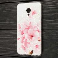 Чохол для Meizu M5 силіконовий з малюнком рожеві квіти.