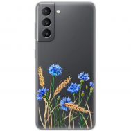 Чохол для Samsung Galaxy S21 FE (G990) Mixcase квіти волошки в пшениці