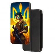 Чохол-книжка патріотична Xiaomi Poco X5 / Note 12 5G дівчина воїн з гербом