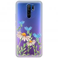 Чохол для Xiaomi Redmi 9 Mixcase квіти волошки та ромашки