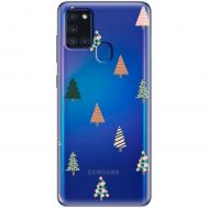 Чохол для Samsung Galaxy A21S (A217) MixCase Новий рік патерн новорічні ялинки