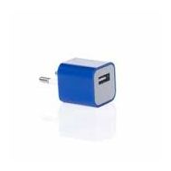 Сетевая зарядка USB 1A "кубик" синяя
