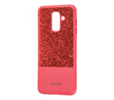 Чохол для Samsung Galaxy A6+ 2018 (A605) Leather + Shining червоний